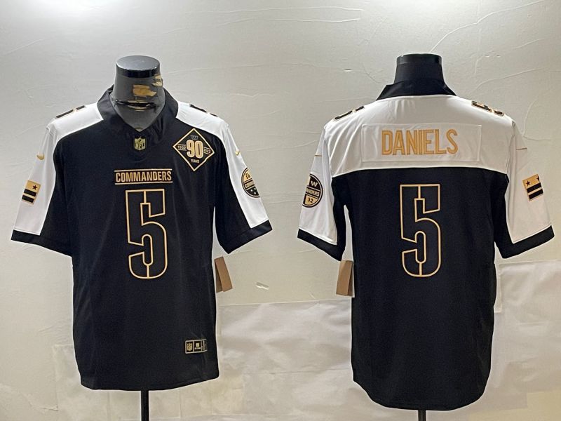 Men Washington Commanders #5 Daniels Black three generations 2024 Nike Limited NFL Jersey style 3